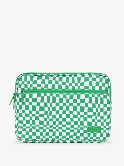 Calpak Padded Laptop Sleeve In Green Checkerboard | 13-14"