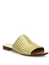 MICHAEL KORS BYRNE WOVEN METALLIC LEATHER SLIDES,0400095527995