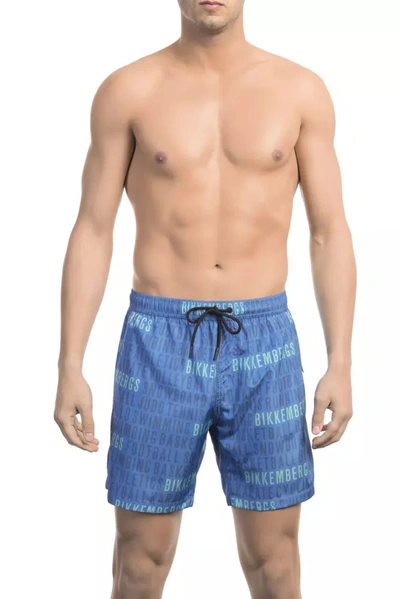 Bikkembergs Blue All-over Print Swim Men's Shorts