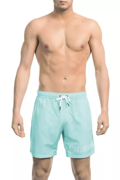 Bikkembergs Black Polyester Swimwear In Light-blue