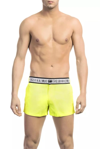 Bikkembergs Black Polyamide Swimwear In Yellow