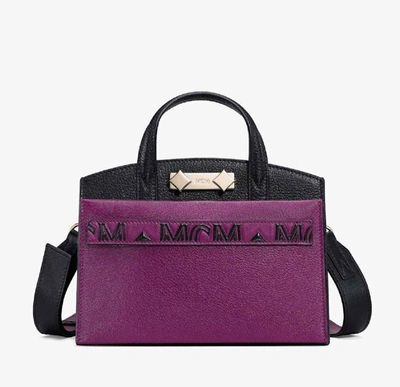 Mcm Women's Milano Dark Purple/black Leather Mini Crossbody Bag