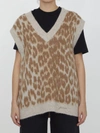 Ganni Leopard Jacquard Oversized Vest In Multicolor
