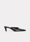 Totême The Patent 55 Pointed Mules In Black Calf Leather In Black