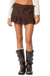 Edikted Women's Dev Ruffle Linen Mini Skirt In Brown