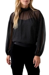Sanctuary Sheer Volume Metallic Blouse In Black In Black