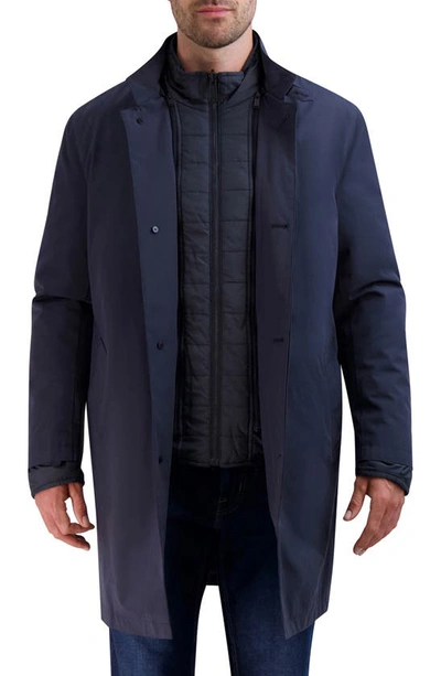 Cole Haan Topcoat With Removable Quilted Bib In Navy