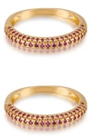 Ettika Simple Sparkle Set Of 2 Rings In Ruby