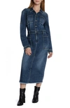 WASH LAB DENIM NORA LONG SLEEVE DENIM MAXI SHIRTDRESS