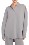 Staud Colton Oversize Shirt In Heather Grey