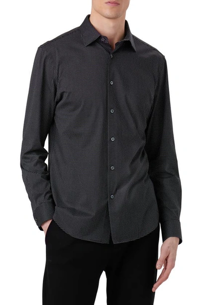 Bugatchi Men's Ooohcotton Tech Dotted Sport Shirt In Black