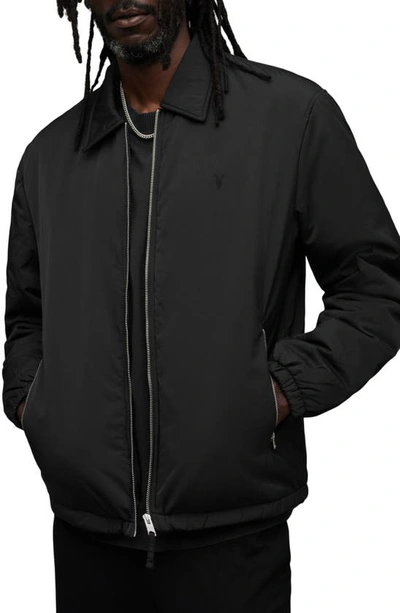 Allsaints Beatty Shower Resistant Ramskull Jacket In Black