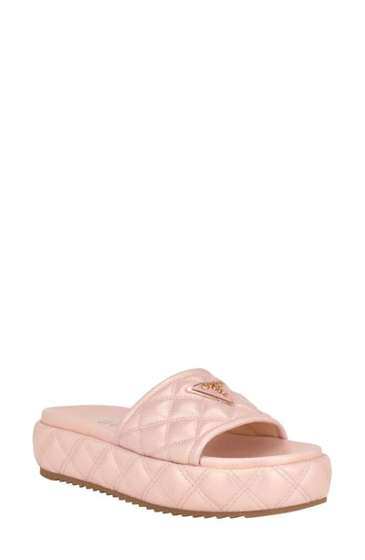 Guess Women's Longo Logo Quilted Platform Slip On Sandals In Light Pink