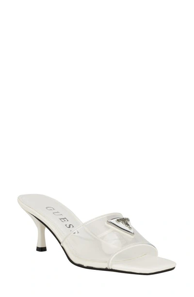 Guess Women's Lusie Slip On Kitten Heel Fashion Dress Sandals In White