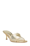 Guess Women's Lusie Slip On Kitten Heel Fashion Dress Sandals In Gold Mirror Metallic