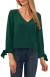 Cece Tie-cuff Top In Alpine Green