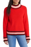 Sanctuary Stay Cozy Stripe Mock Neck Sweater In Red