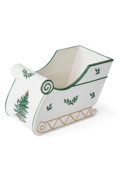 Spode Christmas Tree Figural Sleigh Centerpiece In Green
