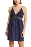 Eberjey Marianna Mademoiselle Lace-trim Chemise In True Navy
