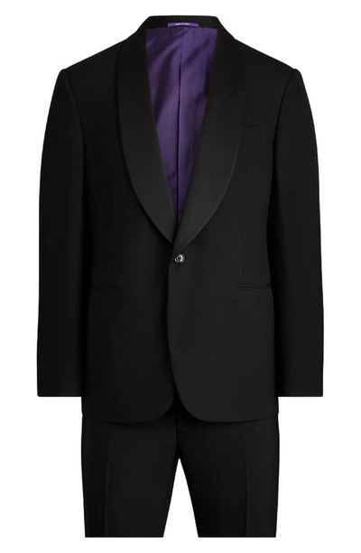 Ralph Lauren Purple Label Men's Gregory Barathea Wool Shawl Tuxedo In Black