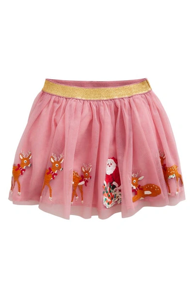 Mini Boden Kids' Applique Tulle Skirt Almond Pink Sleigh Girls Boden