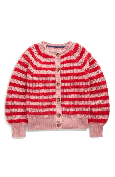 Mini Boden Kids' Blouson Stripe Cardigan Mid Pink Sparkle Girls Boden