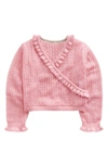 Mini Boden Kids' Pointelle Faux Wrap Sweater In Almond Pink