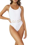 PQ SWIM LINK BELTED ONE-PIECE SWIMSUIT