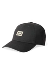 Brixton Woodburn Twill Baseball Cap In Black Vintage Wash