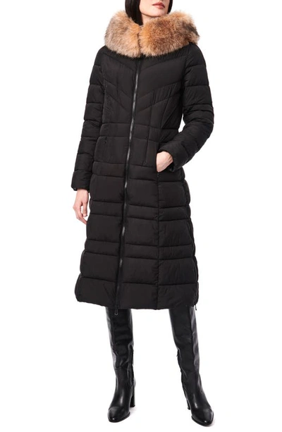 Bernardo Water Resistant Insulated Puffer Coat With Removable Faux Fur Trim In Black