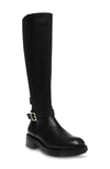 Steve Madden Georgi Knee High Platform Boot In Black Leat