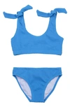 Snapper Rock Toddler, Child Girls Marine Blue Crop Bikini In Blue