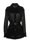 Ferragamo Wool Gauze Jacket In Black