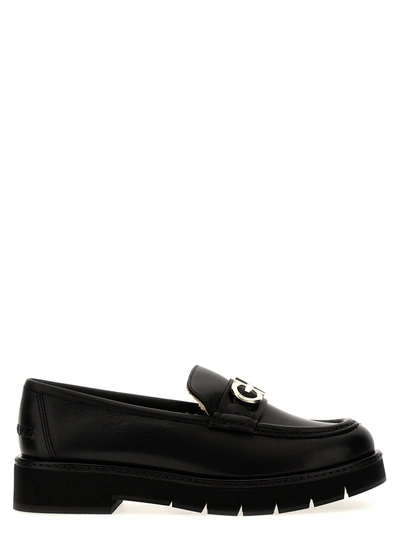 Ferragamo Buckle-detail Leather Loafers In Black