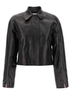 FERRAGAMO LEATHER BLOUSON CASUAL JACKETS, PARKA BLACK