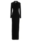 SAINT LAURENT DOUBLE SABLÈ LONG DRESS DRESSES BLACK