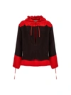 FERRAGAMO HOODED BLOUSE FELL OFF SHIRT, BLOUSE MULTICOLOR