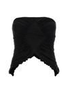Saint Laurent Cupro Strapless Top With Ruched Asymmetric Hem