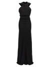 SAINT LAURENT LONG HOODED DRESS DRESSES BLACK