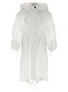 FERRAGAMO ORGANZA UNLINED TRENCH COAT COATS, TRENCH COATS WHITE