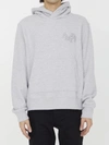 Amiri Staggered Logo-embroidered Cotton Hoodie In Grey