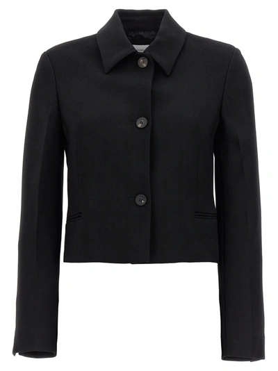 Ferragamo Three-button Rayon Jacket In Black