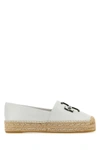Tory Burch Ines Leather Logo Espadrilles In White
