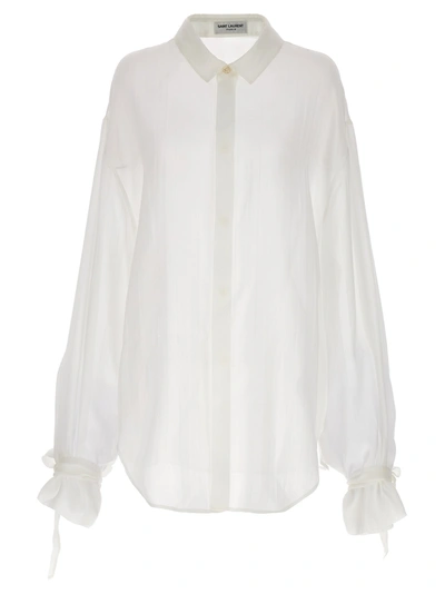 Saint Laurent Striped Silk Shirt Shirt, Blouse White