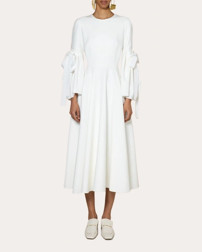 Roksanda Calmina Tie-sleeve Crepe Midi Dress In White