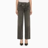 Agolde Grey Denim Deconstructed Jeans In Black