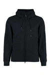 C.p. Company Back Logo Cotton Zip-up Hoodie In Blue