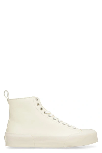Jil Sander Leather High-top Sneakers In White