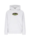 Dime Fleceed-cotton Hoodie With Patch Pocket And Embroidery In Grey