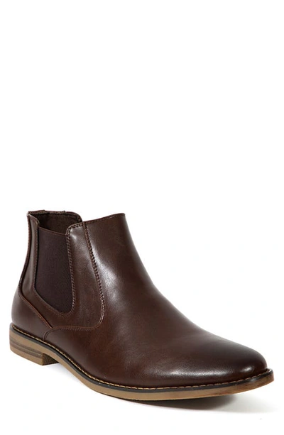 Deer Stags Mikey Mens Faux Leather Western Chelsea Boots In Brown